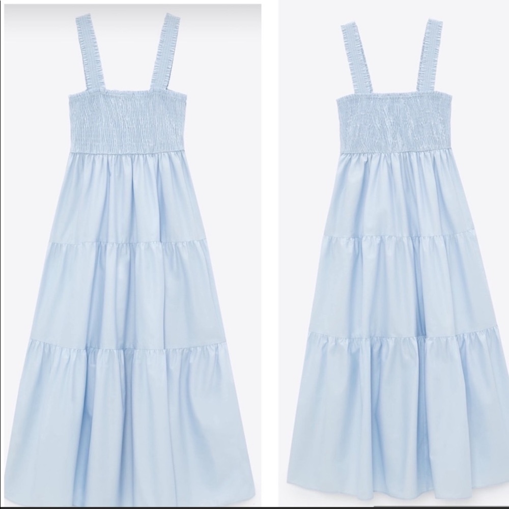 Zara Poplin Sky Blue Maxi Dress